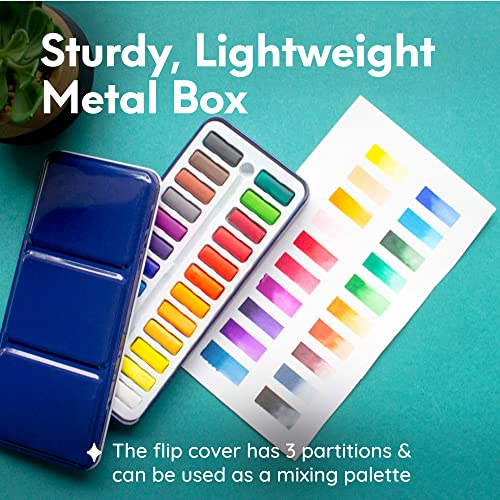 MozArt Watercolor Paint Set - 24 Vibrant Colors