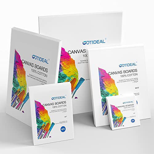 GOTIDEAL Canvas Boards Variety Pack, 18 Pack Sizes