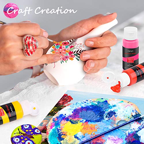 Caliart Acrylic Paint Set: 24 Colors, 12 Brushes