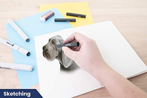 12 Pack Soft Compressed Charcoal Sticks for Drawing