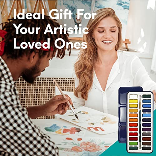 MozArt Watercolor Paint Set - 24 Vibrant Colors