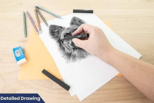 12 Pack Soft Compressed Charcoal Sticks for Drawing