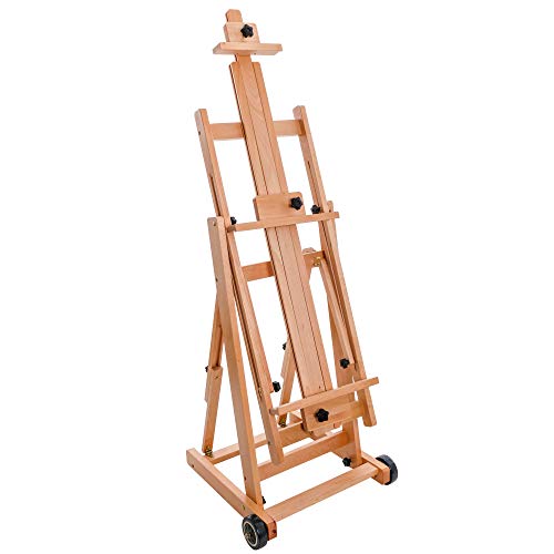 Large Adjustable Wooden Studio Floor Easel - Beechwood Holder Stand