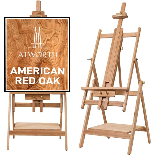 ATWORTH American Oak Deluxe Artist Easel, Adjustable Stand