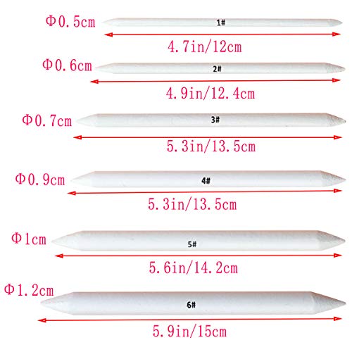 6-Piece Blending Stumps and Tortillions Set for Sketching
