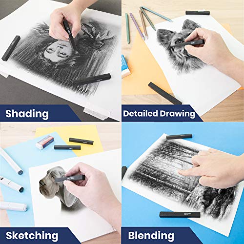 12 Pack Soft Compressed Charcoal Sticks for Drawing