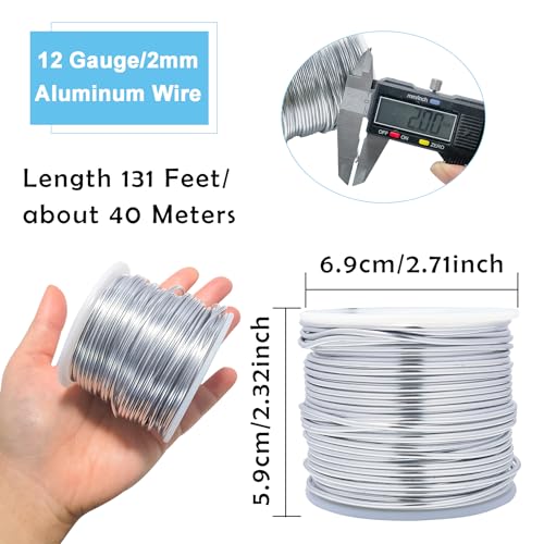 131ft Silver Aluminium Craft Wires 2mm Sculpting & Beading