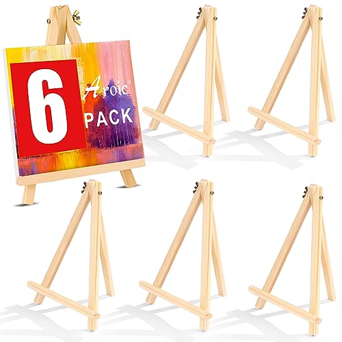 6 Pack 9" Wood Easels for Painting,Crafts, Art