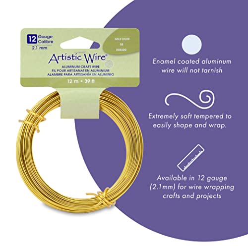Gold Aluminum Craft Wire, 12 Gauge, 39.3 ft