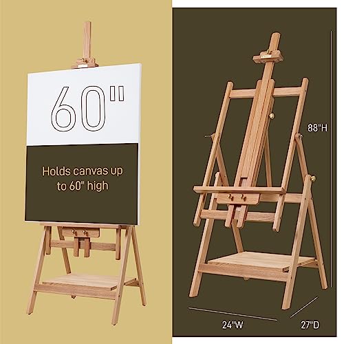 ATWORTH American Oak Deluxe Artist Easel, Adjustable Stand