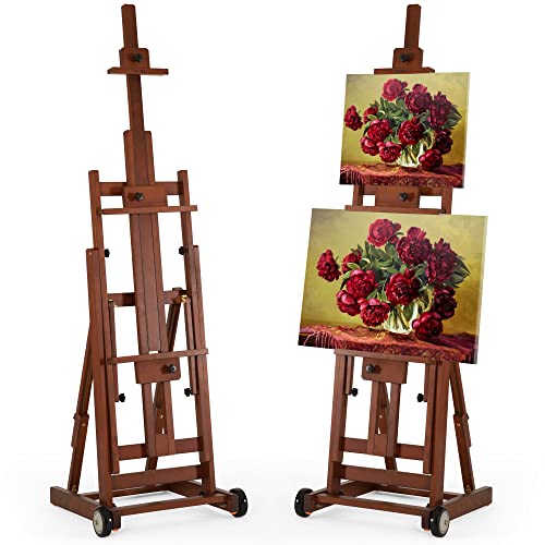 Adjustable Beech Wood H-Frame Easel, Holds 2 Canvases