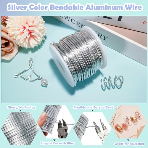 131ft Silver Aluminium Craft Wires 2mm Sculpting & Beading