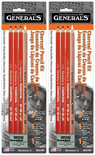 General Pencil 321742 4 Charcoal Pencil Kit