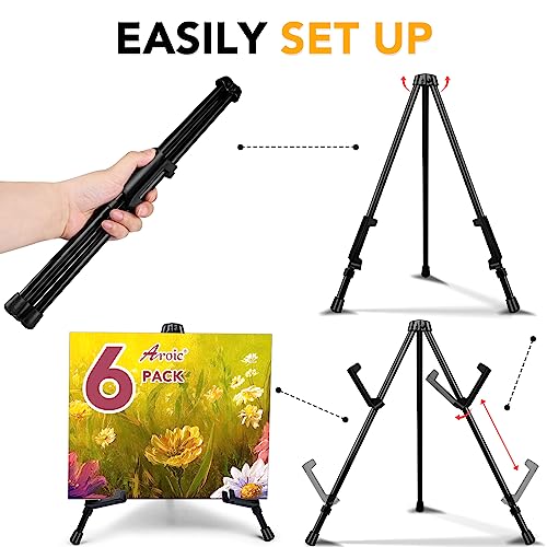 6 Pack Black Tabletop Easels for Artists and Events