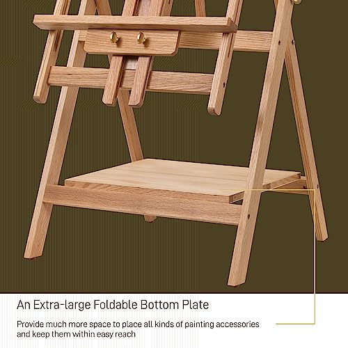 ATWORTH American Oak Deluxe Artist Easel, Adjustable Stand