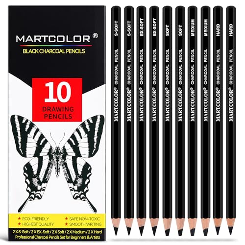 MARTCOLOR Charcoal Pencil Set for Drawing, 10 Pieces