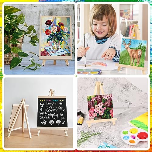 6 Pack 9" Wood Easels for Painting,Crafts, Art