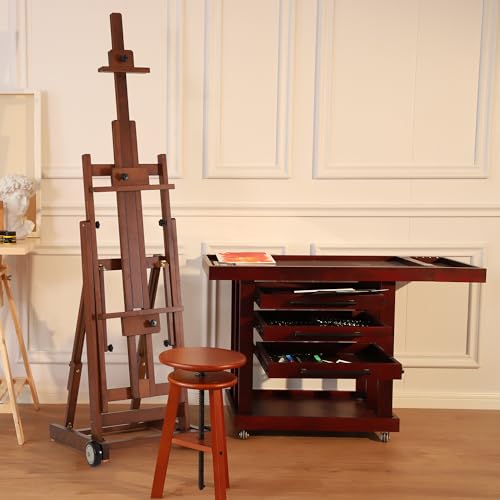 Adjustable Beech Wood H-Frame Easel, Holds 2 Canvases