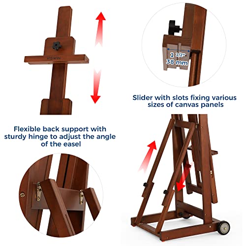Adjustable Beech Wood H-Frame Easel, Holds 2 Canvases
