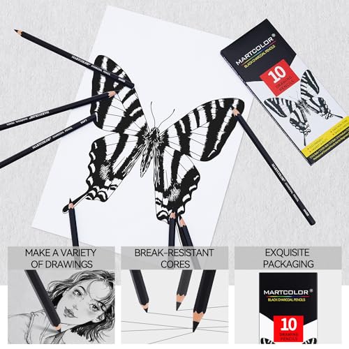 MARTCOLOR Charcoal Pencil Set for Drawing, 10 Pieces