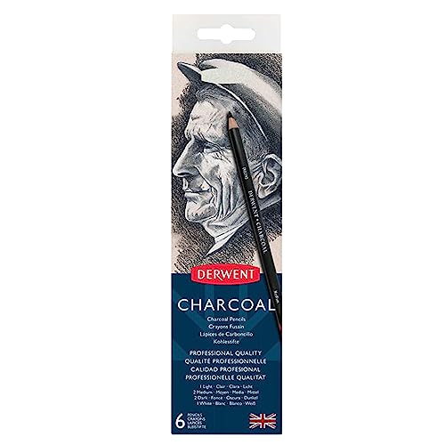 Derwent Charcoal Pencils, Metal Tin, 6-Pack