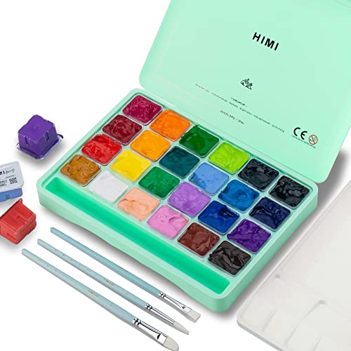 24-Color HIMI Gouache Paint Set with Brushes & Palette