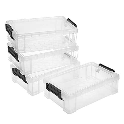 BTSKY 4 Pack Stackable Clear Pencil Box