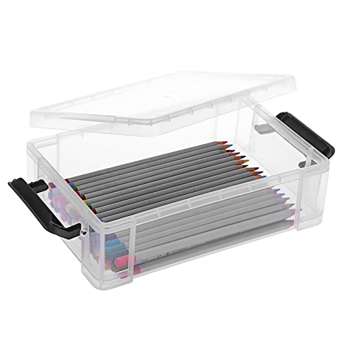 BTSKY 4 Pack Stackable Clear Pencil Box