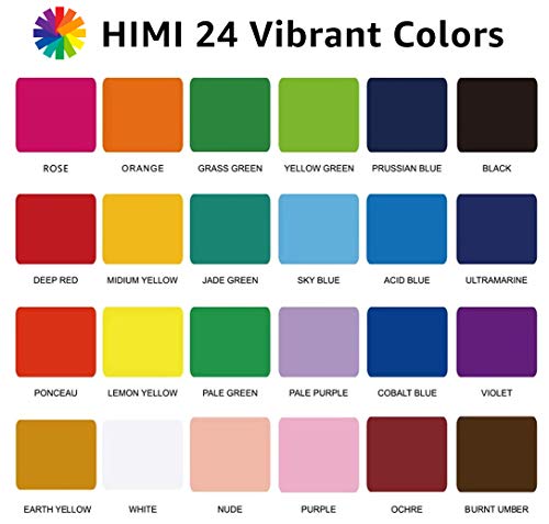 24-Color HIMI Gouache Paint Set with Brushes & Palette