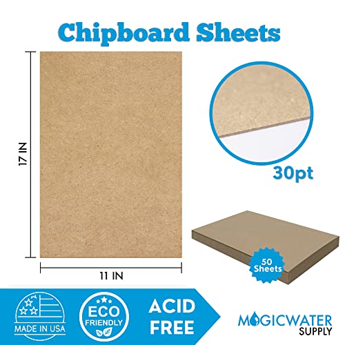 50 Chipboard Sheets 11x17 - Brown Kraft Cardboard
