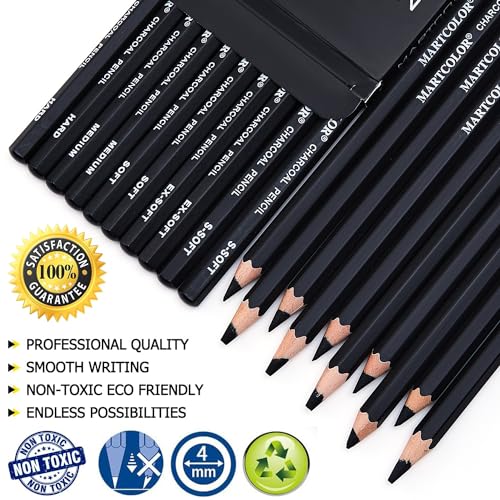MARTCOLOR Charcoal Pencil Set for Drawing, 10 Pieces