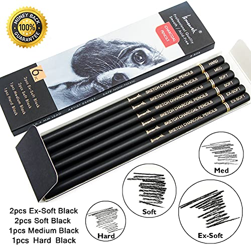 Professional Charcoal Pencils Set for Drawing & Sketching