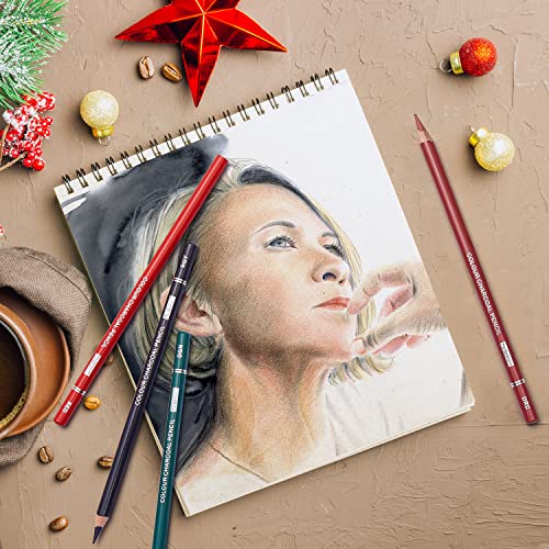 24 Color Colored Charcoal Pencils Set for Sketching