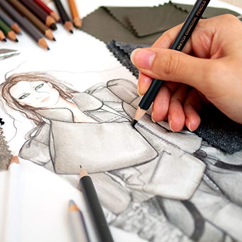 Professional Charcoal Pencils Set - 10 Pieces