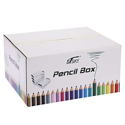 BTSKY 4 Pack Stackable Clear Pencil Box