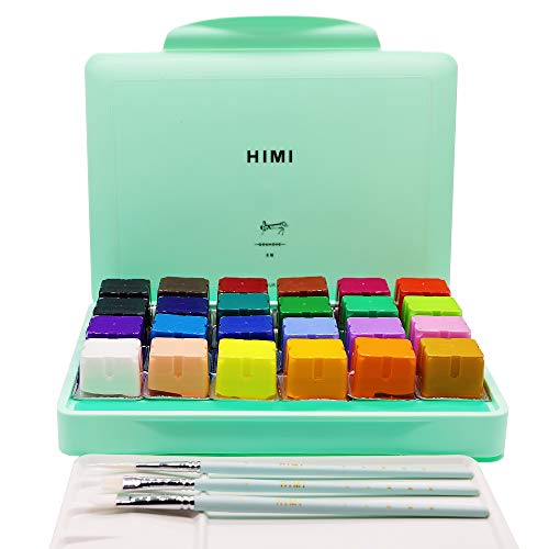 24-Color HIMI Gouache Paint Set with Brushes & Palette