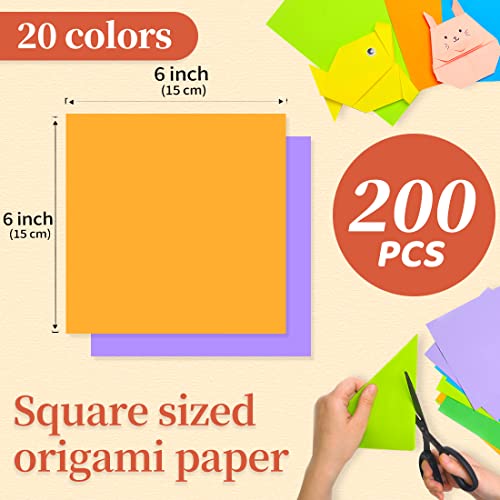 200 Sheets IOOLEEM Origami Paper, 20 Colors Square