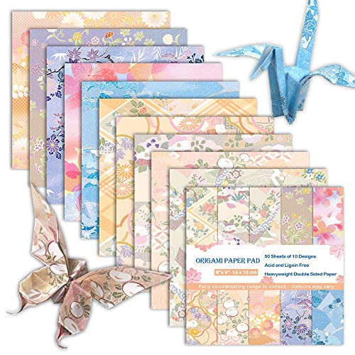 Japanese Origami Paper Kit - 50 Double-Sided Sheets