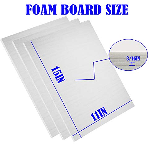 White Foam Core Board, 11"x15", 20-Pack, 5mm Thick