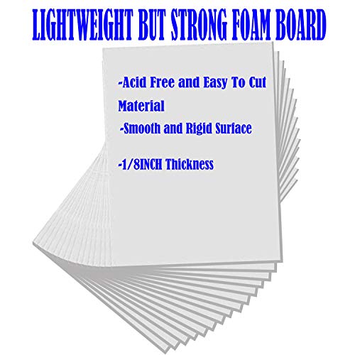 White Foam Core Board, 11"x15", 20-Pack, 5mm Thick