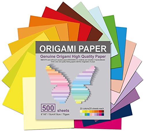 500 Sheets Origami Paper, 20 Vivid Colors, Double Sided