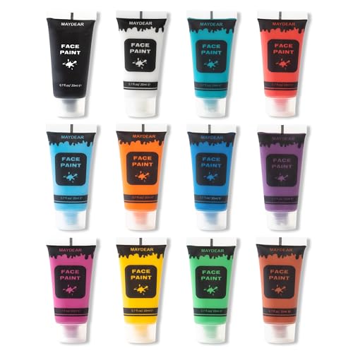Maydear Face and Body Paint Set - 12 Colors, Matte Finish
