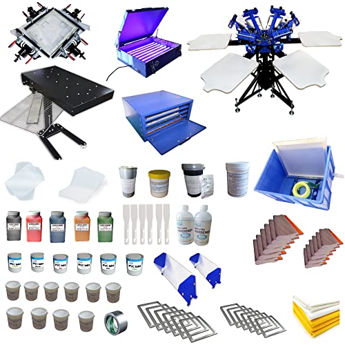 6 Color Screen Printing Kit with Rotating Press