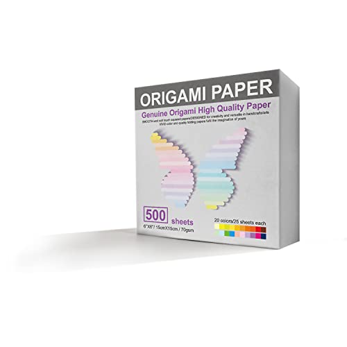 500 Sheets Origami Paper, 20 Vivid Colors, Double Sided