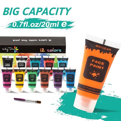 Maydear Face and Body Paint Set - 12 Colors, Matte Finish