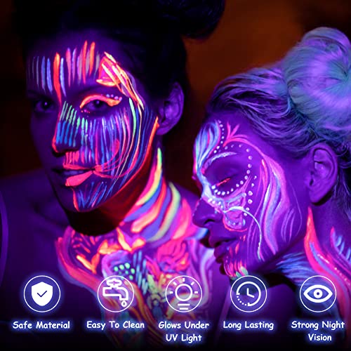 Vibrant UV Neon Face Paint Set for Artistic Party Fun
