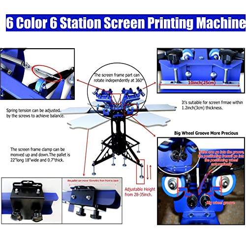 6 Color Screen Printing Kit with Rotating Press
