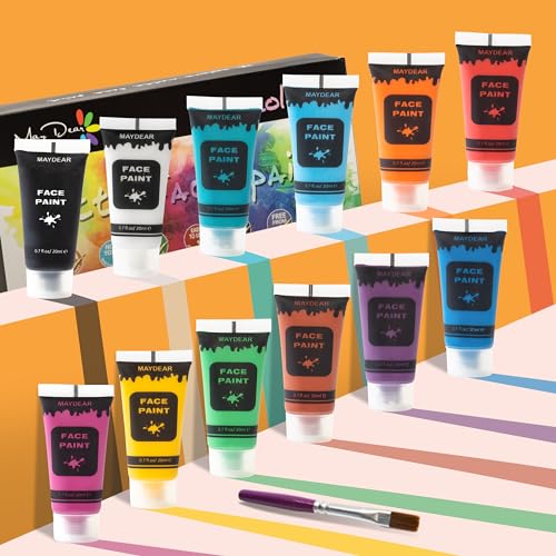 Maydear Face and Body Paint Set - 12 Colors, Matte Finish