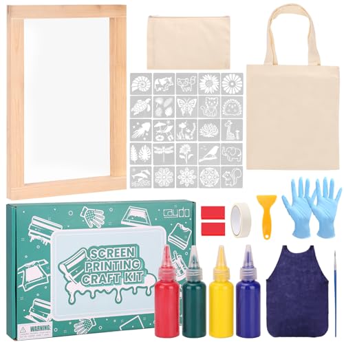 Caydo Kids Screen Printing Kit: Frame, Stencils, Paints