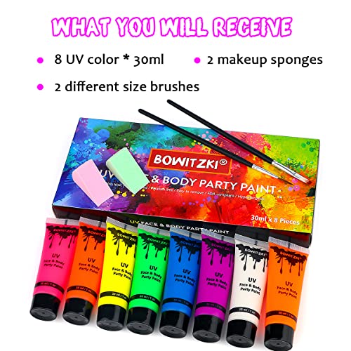 Neon UV Face Body Paint Kit: Glow-in-the-Dark Fluorescent
